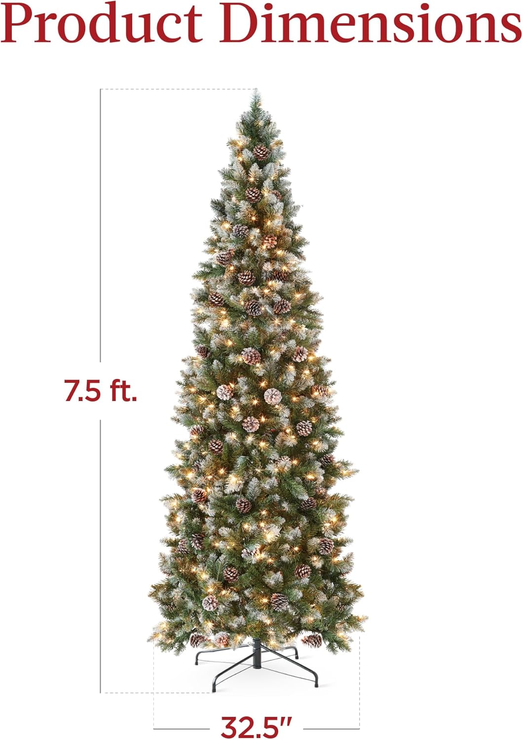 Árbol de Navidad 7.5ft Best Choice Products, Flocked, Modelo Slim