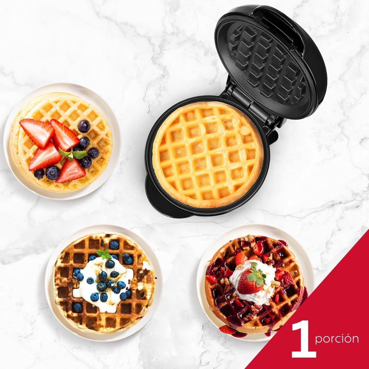 Mini Waffle Maker Holstein, Antiadherente, 4 pulgadas, Rápido