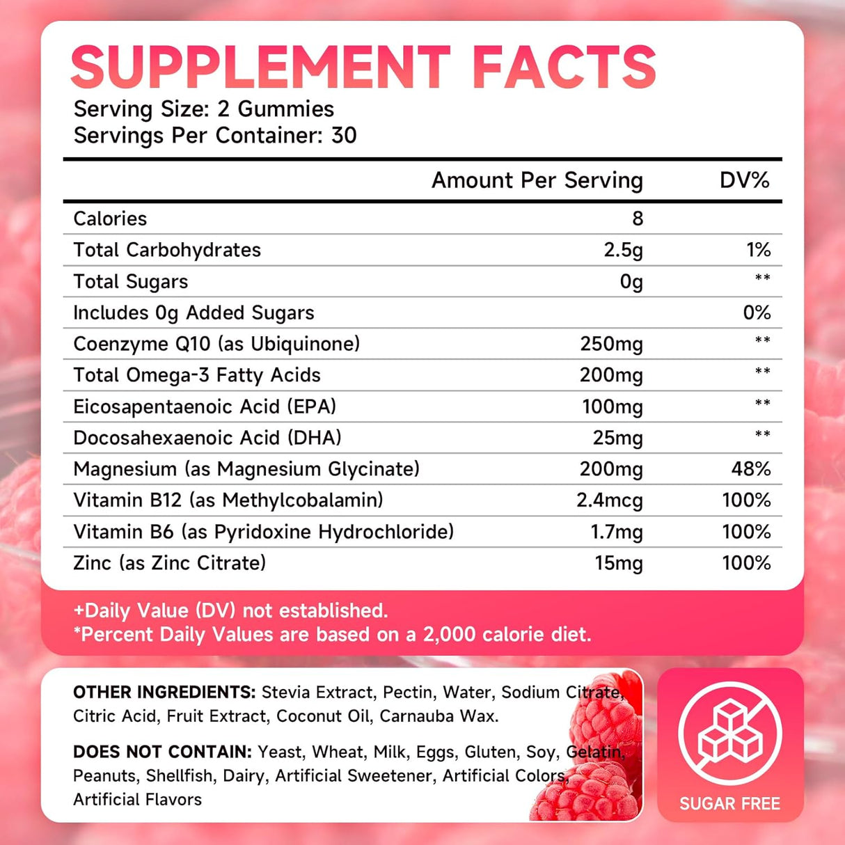 Gummies CoQ10 Libre de Azúcar 250mg, Vegan 120 unidades