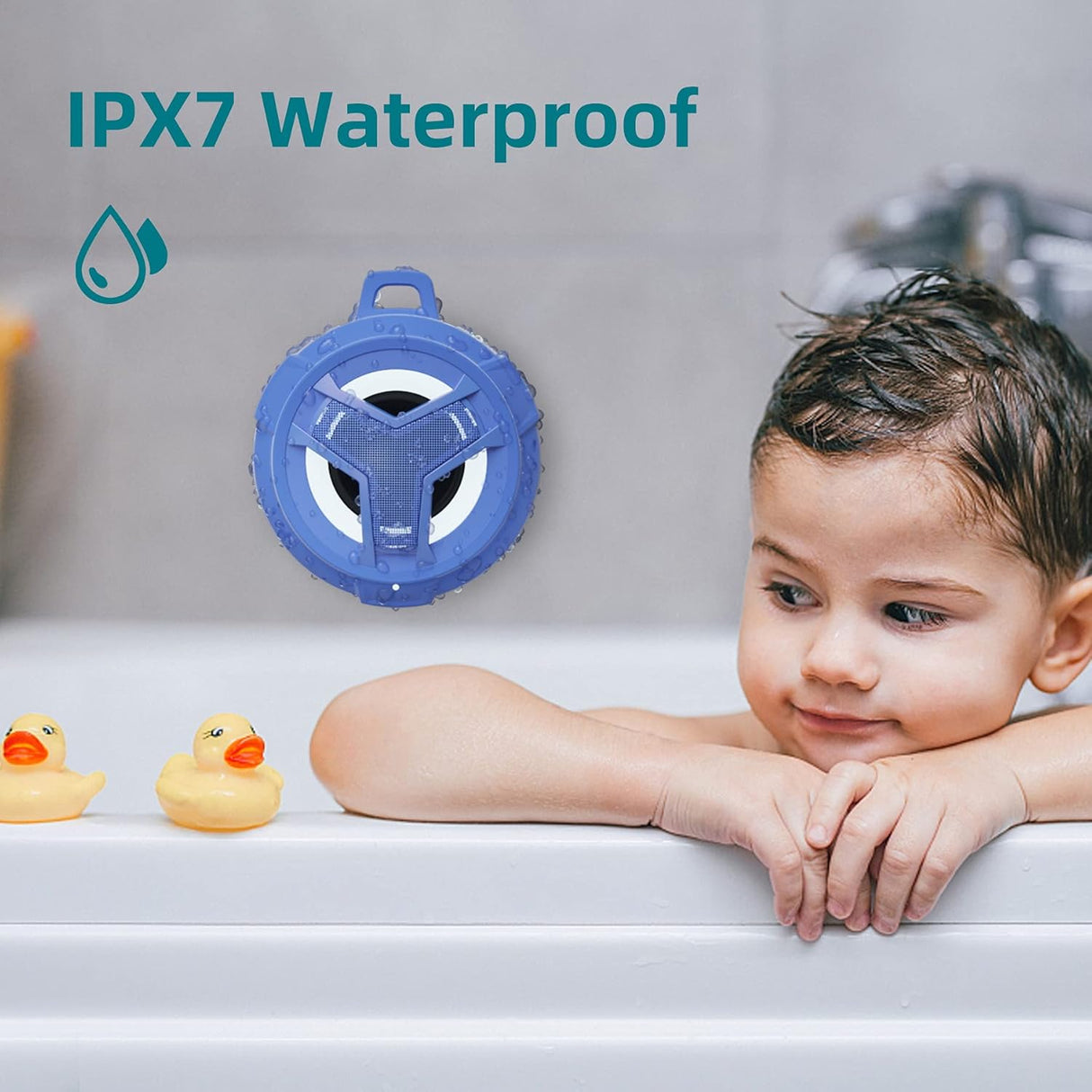 Altavoz Bluetooth impermeable IPX7 para ducha con luz LED