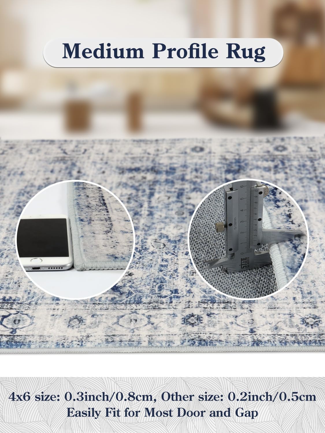 Alfombras lavables azules para dormitorio antideslizantes