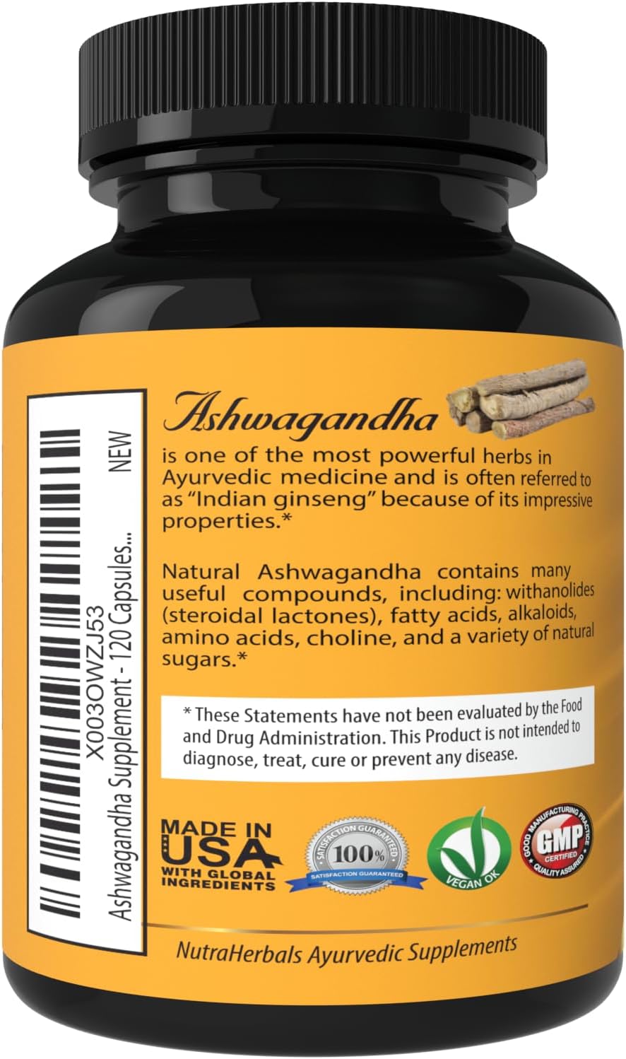 Suplemento de Ashwagandha 1200mg con Pimienta Negra - 120 Caps