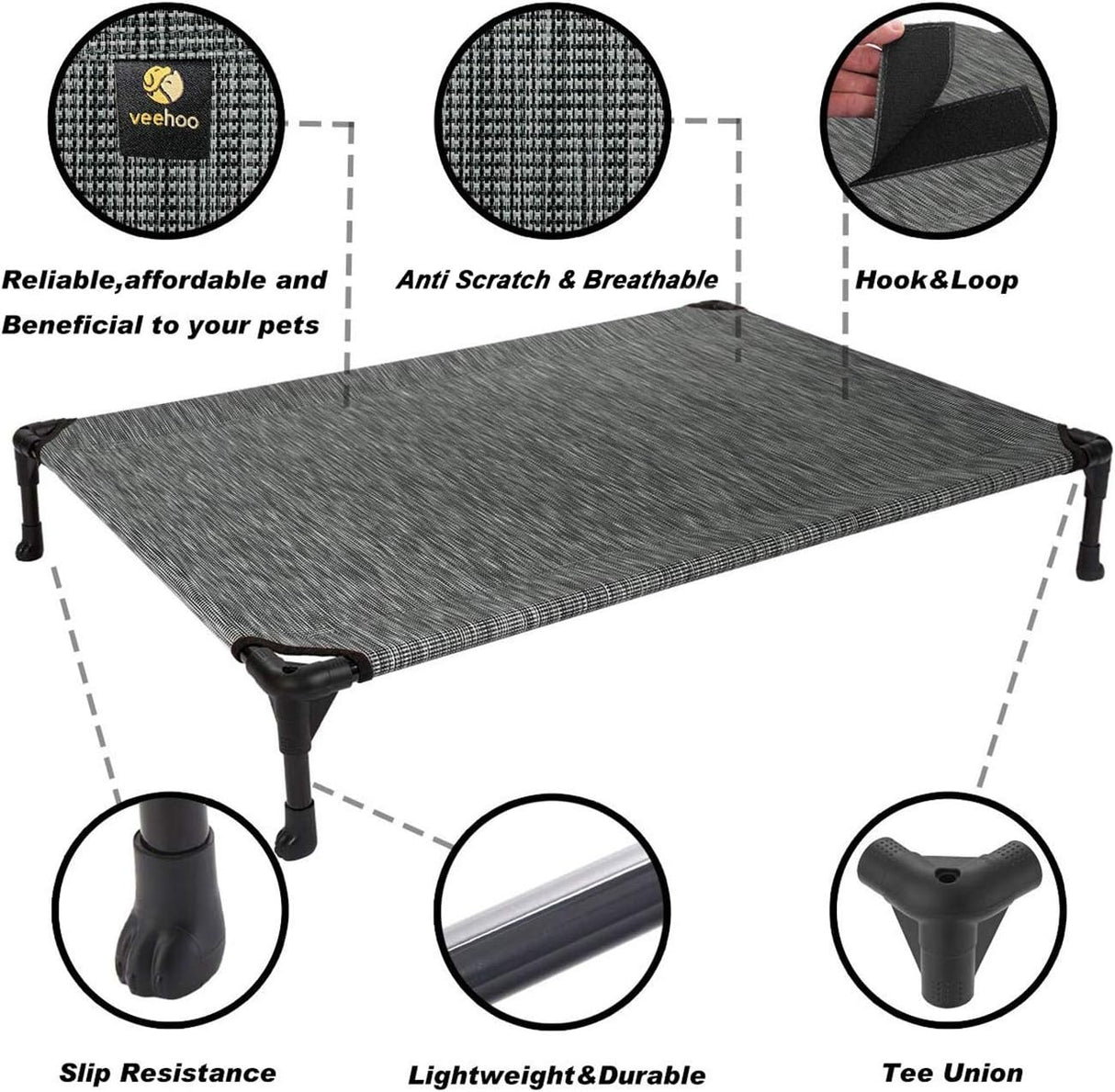 Cama Elevada Veehoo para Perros, Resistente y Lavable, CWC1803-L