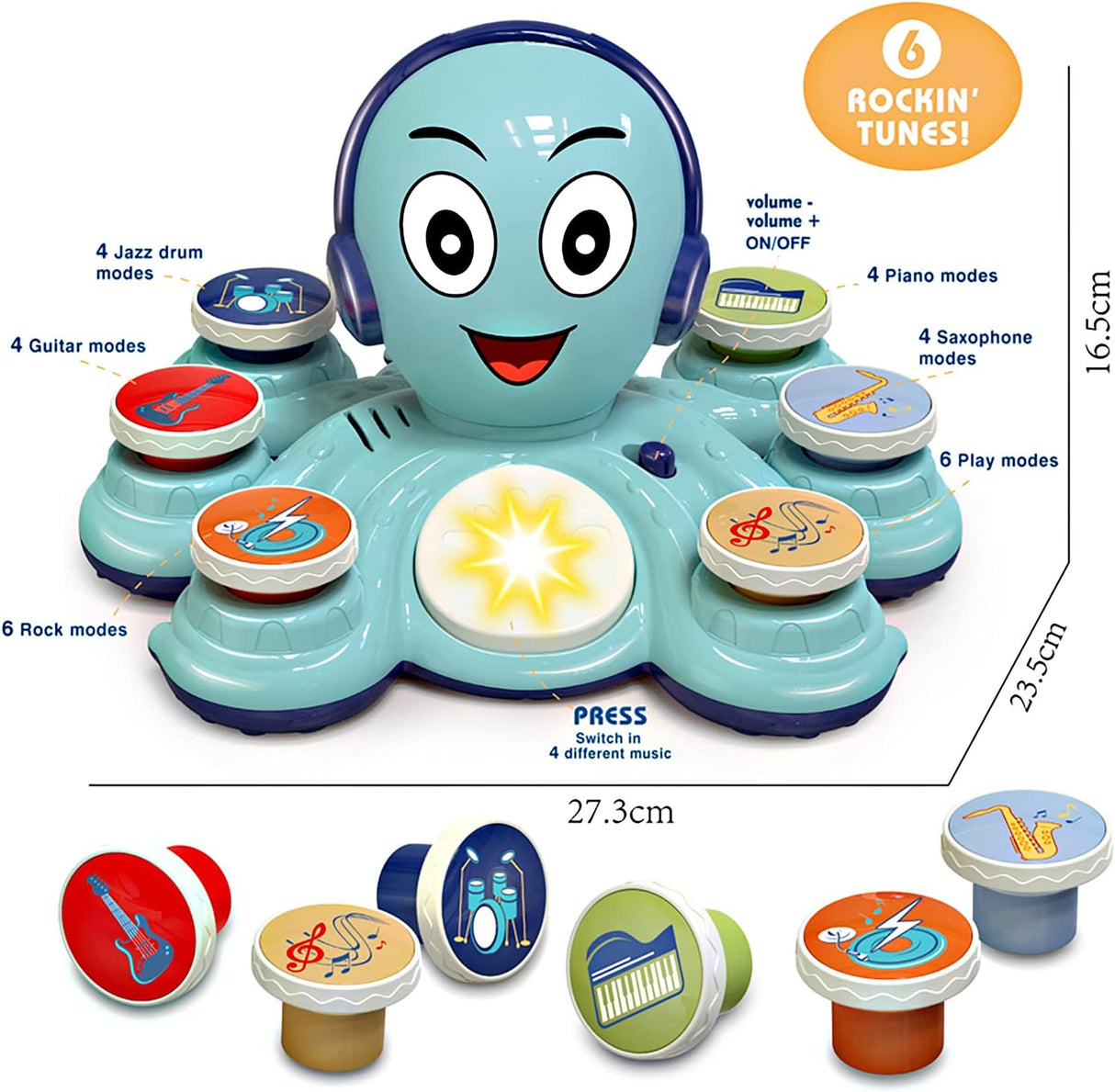 Juguete Musical Octopus, Aprendizaje para Niños, Educativo, Modelo 2023