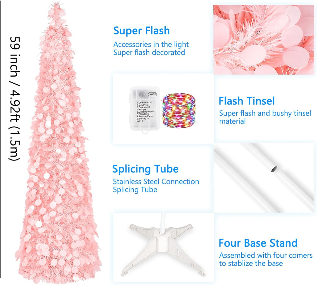 Árbol de Navidad MACTING 5ft con luces y fácil ensamblaje