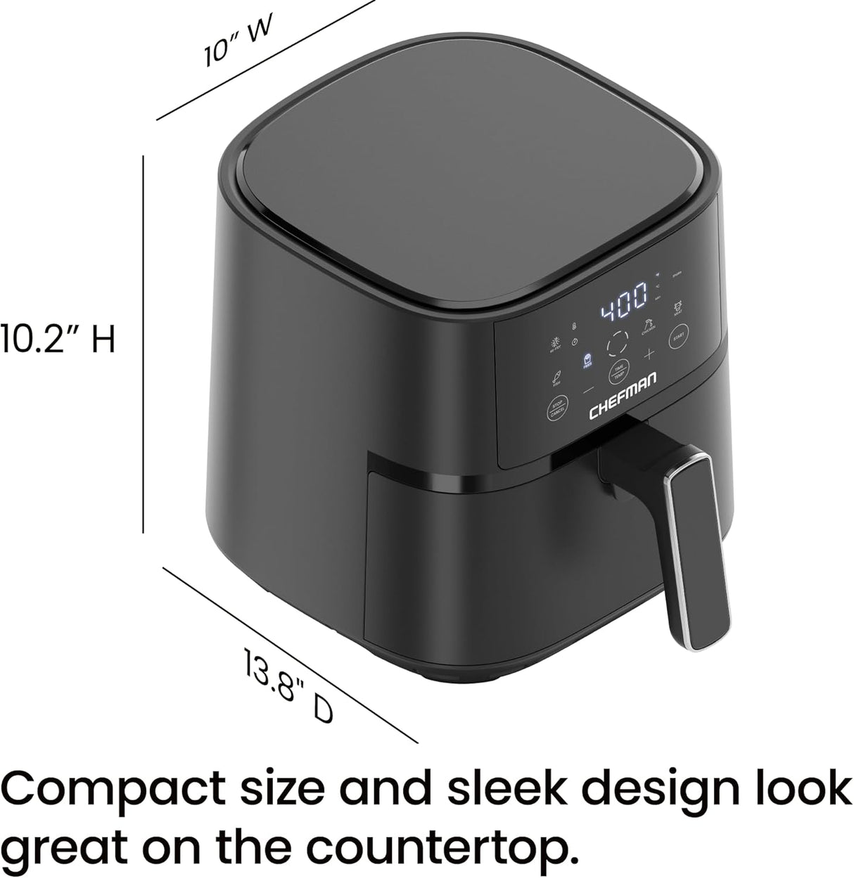 Freidora de aire Chefman 4 QT, tecnología Hi-Fry, pantalla táctil