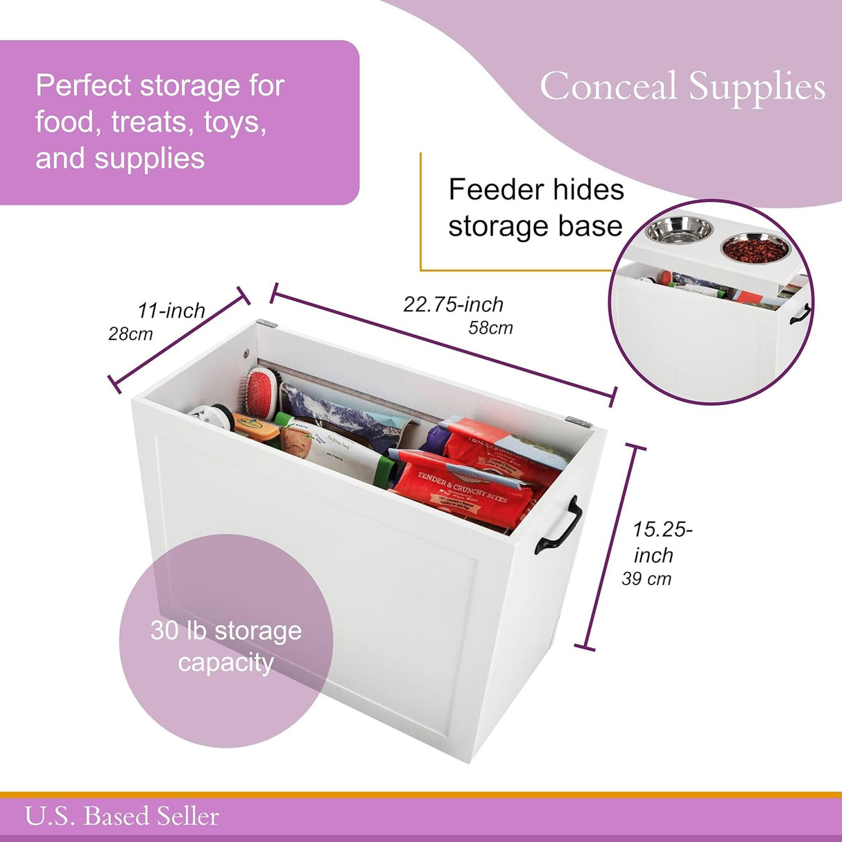 MiMu Cuenco elevado para perros con almacenamiento comedero