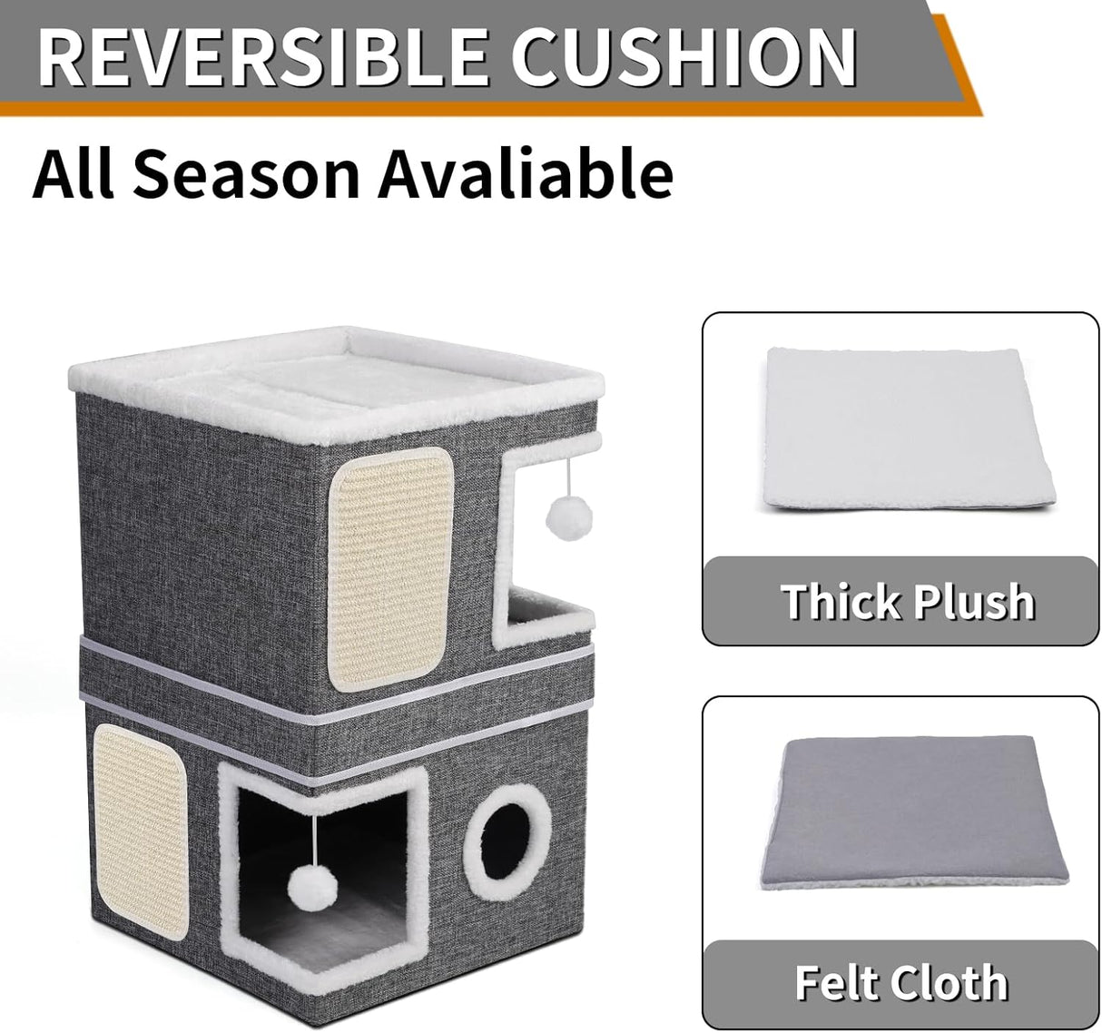 Casa de Gato de 2 Pisos, Marca XYZ, Cueva y Rascadores, Modelo ABC