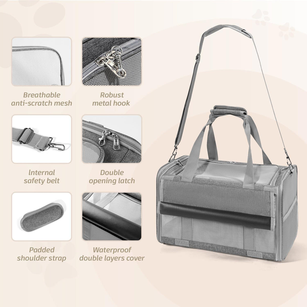 Transportadora Sedioso para Gatos Medianos y Grandes, 2 Kitties