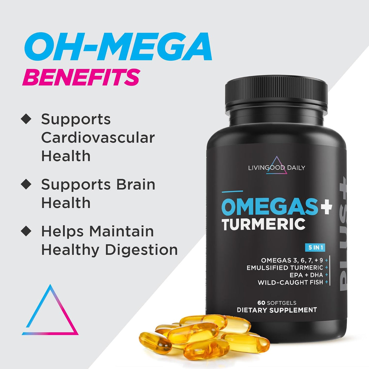 Suplemento Omega 3 6 9 con Cúrcuma Livingood Daily 60 Softgels