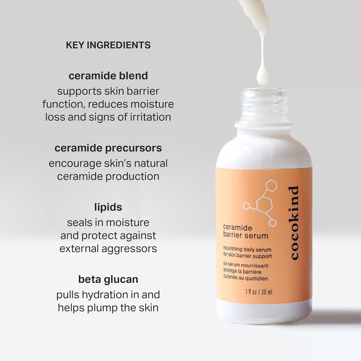 Suero de ceramida Cocokind hidratante para la cara