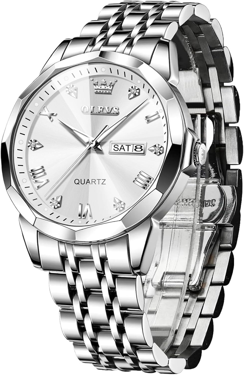 Reloj de acero inoxidable plateado OUW-S-G9931GS-BB OLEVS