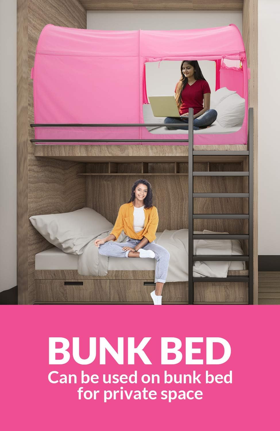 Alvantor Tienda de campaña con dosel para cama rosada