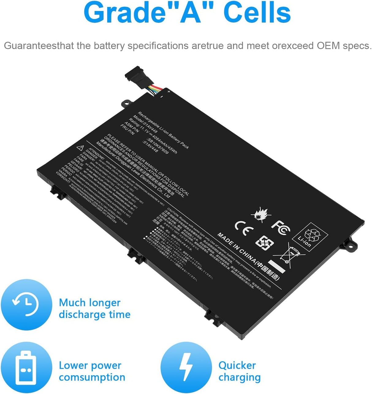 Batería 01AV445 01AV448 para Lenovo ThinkPad E480 E490 E580