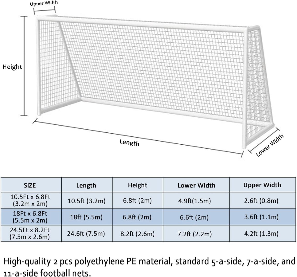 Red de Repuesto para Portería de Fútbol, Polietileno