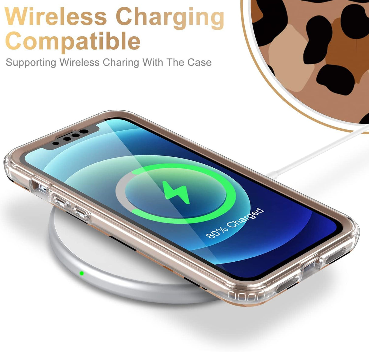 ESDOT Funda para iPhone 12, iPhone 12 Pro con protector de pantalla integrado, funda resistente con diseños de moda para mujeres y niñas, funda protectora para iPhone 12/12 Pro de 6.1 pulgadas, hermoso guepardo