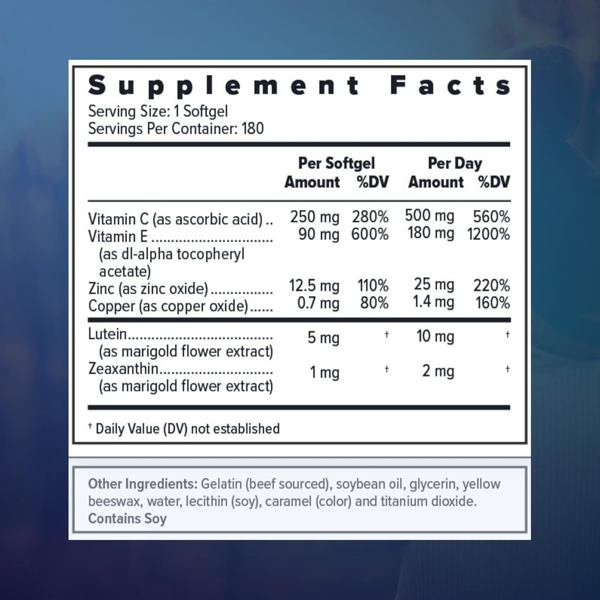 Suplementos Alimenticios de vitaminas y minerales para ojos