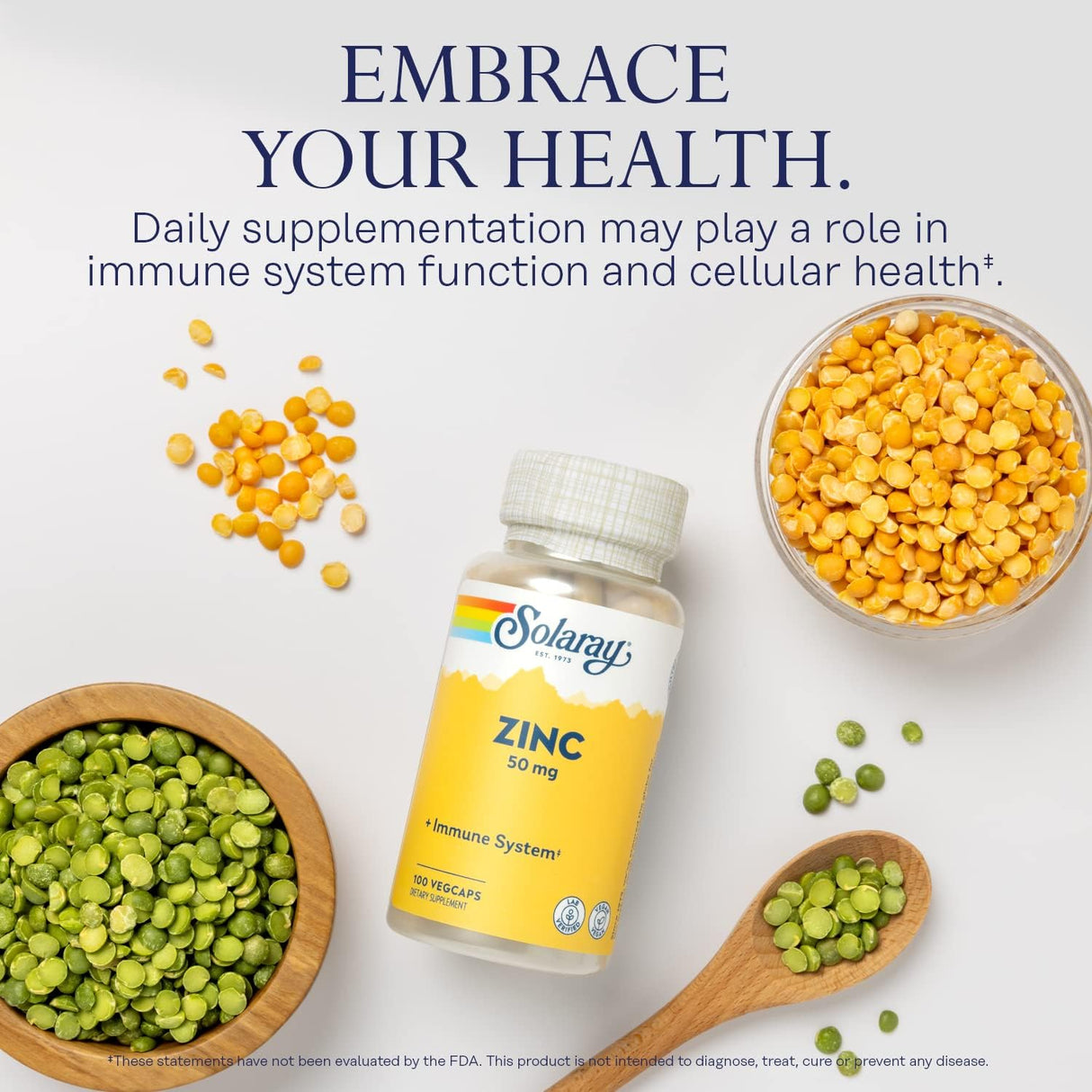 Solaray Zinc 50mg Cápsulas Apoyo Inmunidad 100 Veganas Pumpkin Seed