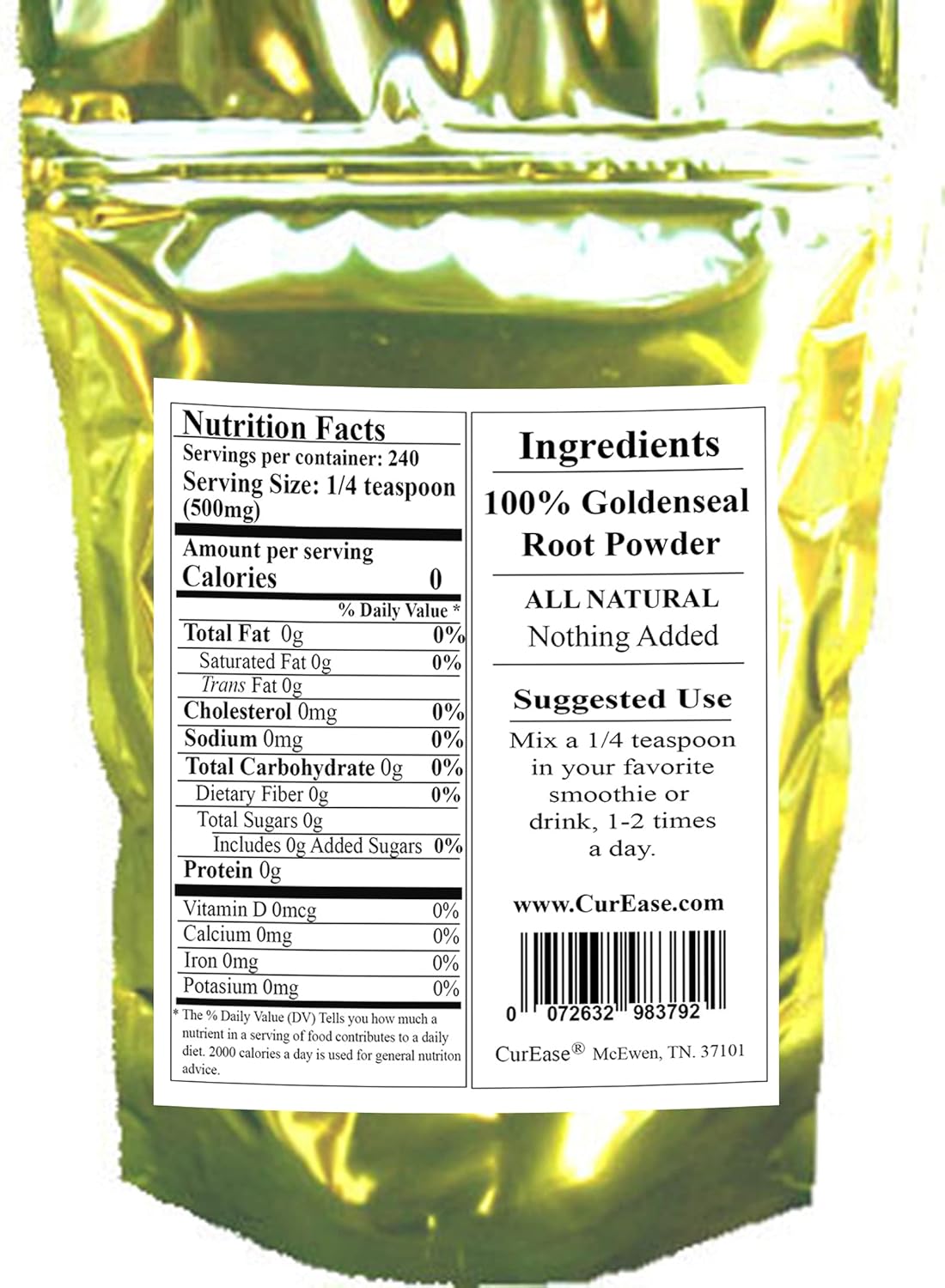 Suplemento Polvo de raíz Goldenseal 4.2 oz / 240 porciones