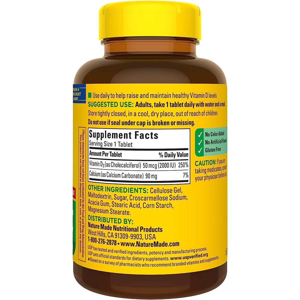 Suplemento de vitamina D3 2000 UI 100 unidades