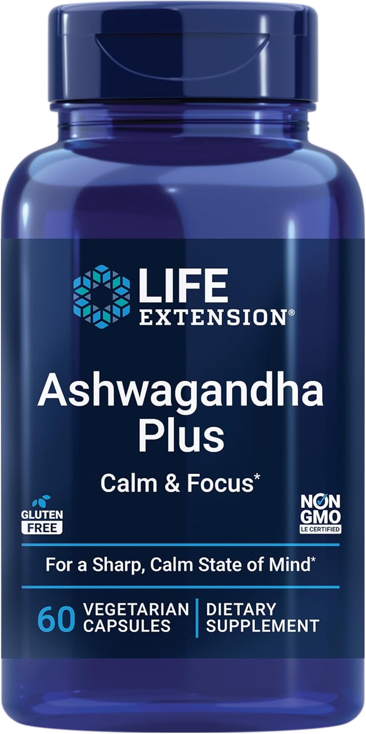 Suplemento Ashwagandha Plus Calm & Focus Life Extension 60 Caps