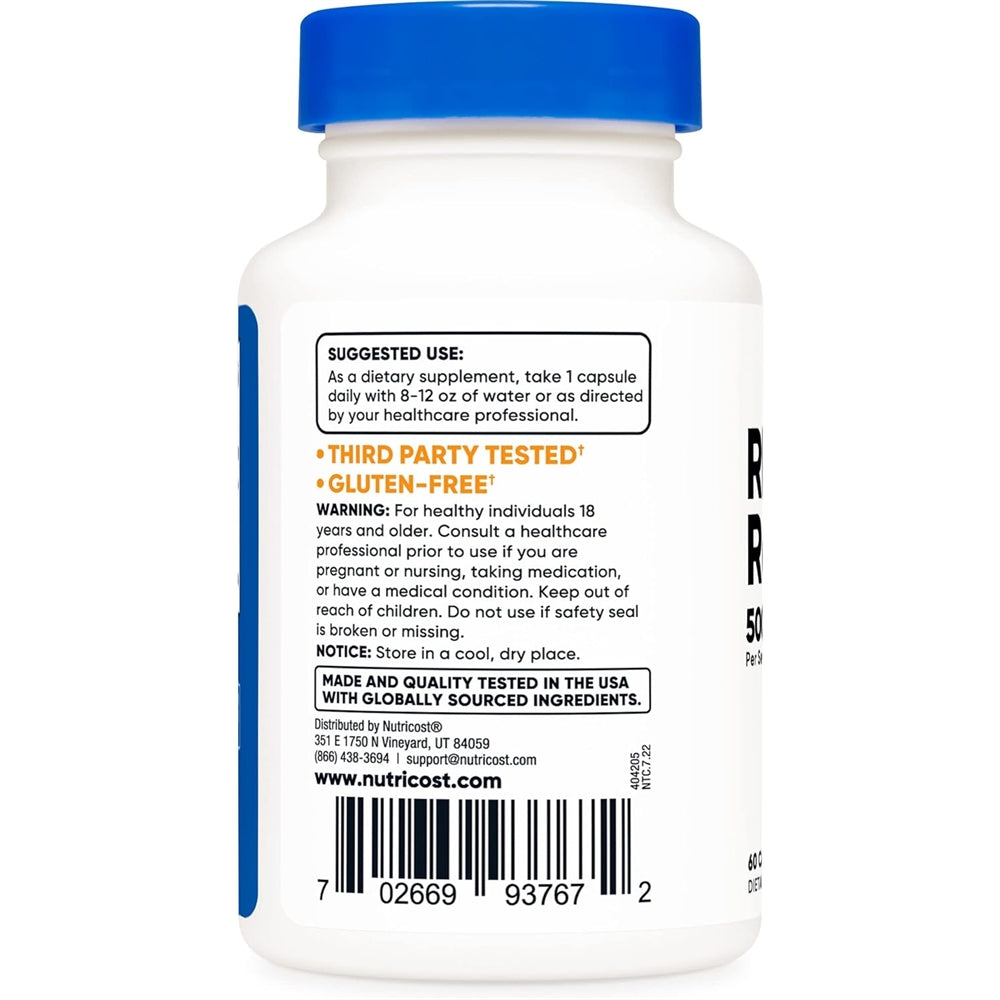 Suplementos Rhodiola Rosea 500 mg, 60 cápsulas vegetarianas
