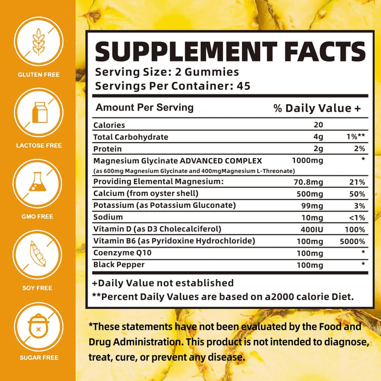 Suplemento de glicinato de magnesio 1000 mg con L-treonato