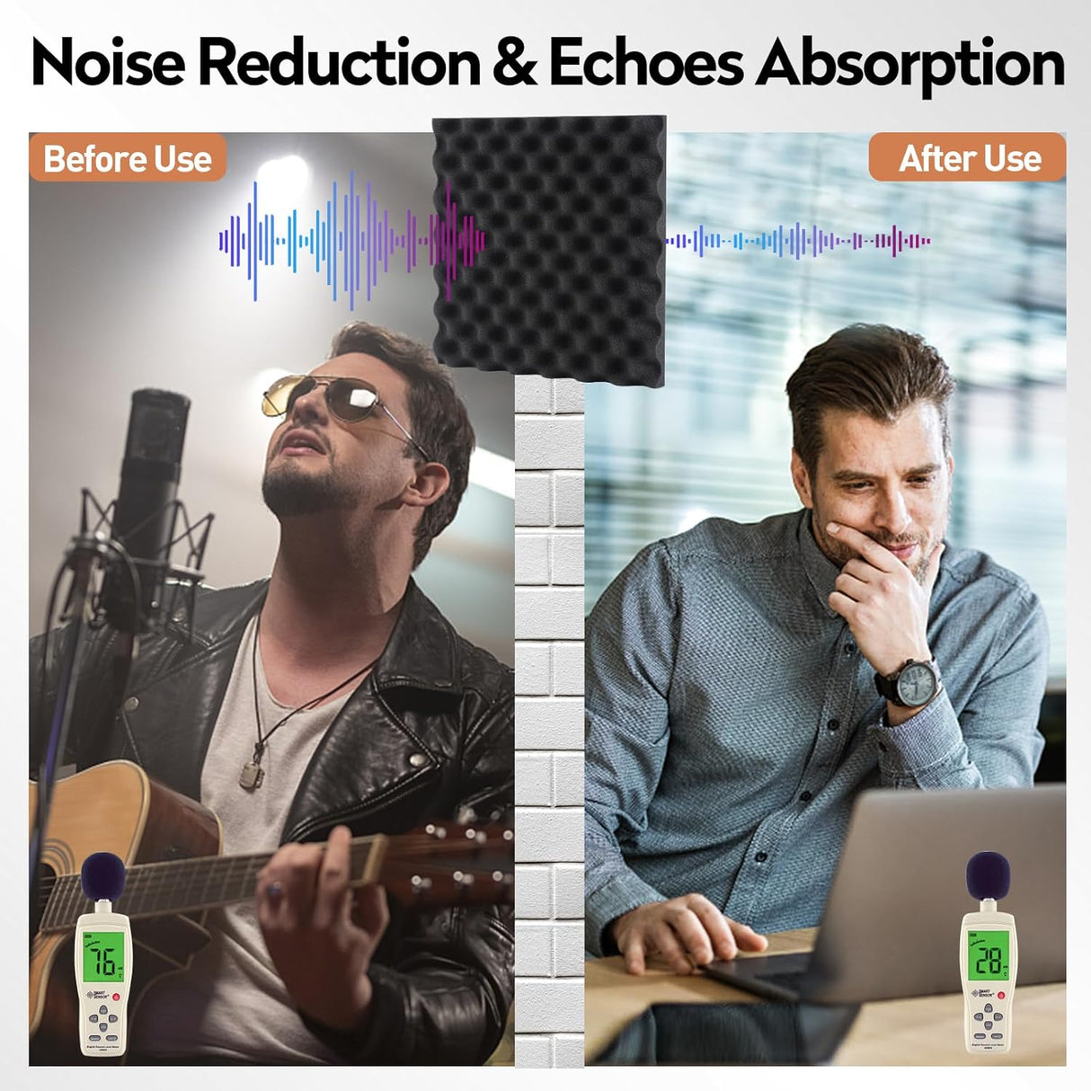 Paneles Acústicos 24 Pack, Espuma Absorbente 12x12x1.2 Pulgadas