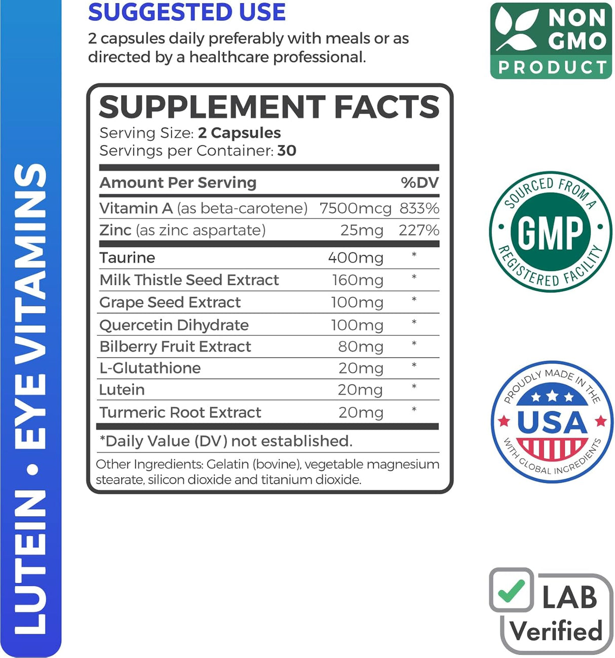 Suplemento de apoyo para ojos cansados y secos de luteína