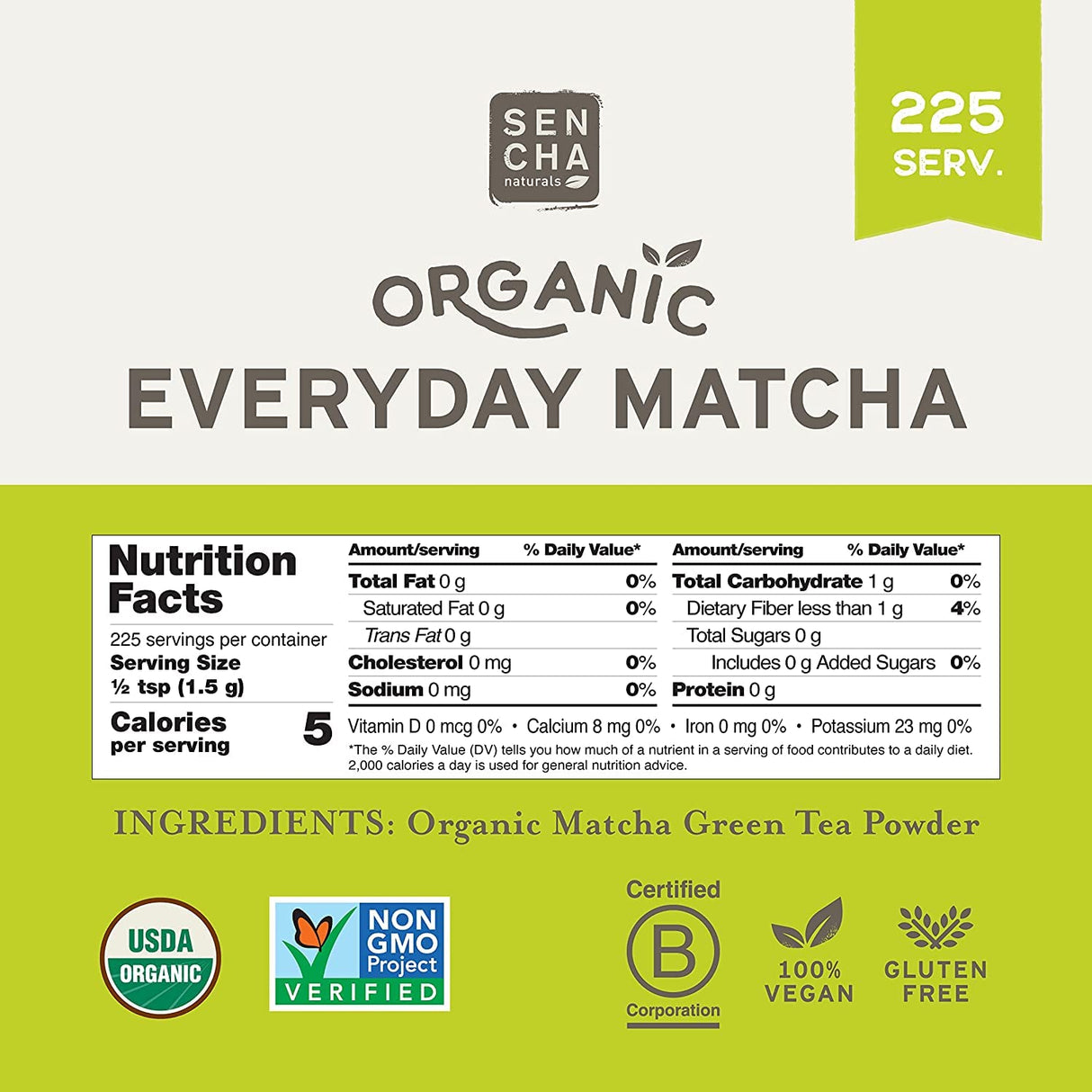 Eveyrday Matcha Verde Orgánico 12oz Sencha Antioxidante