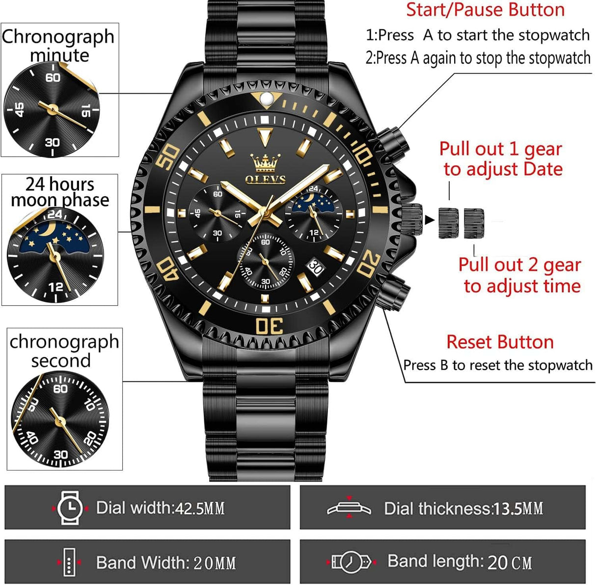 Reloj para hombre de pulsera clásico 2870 OLEVS