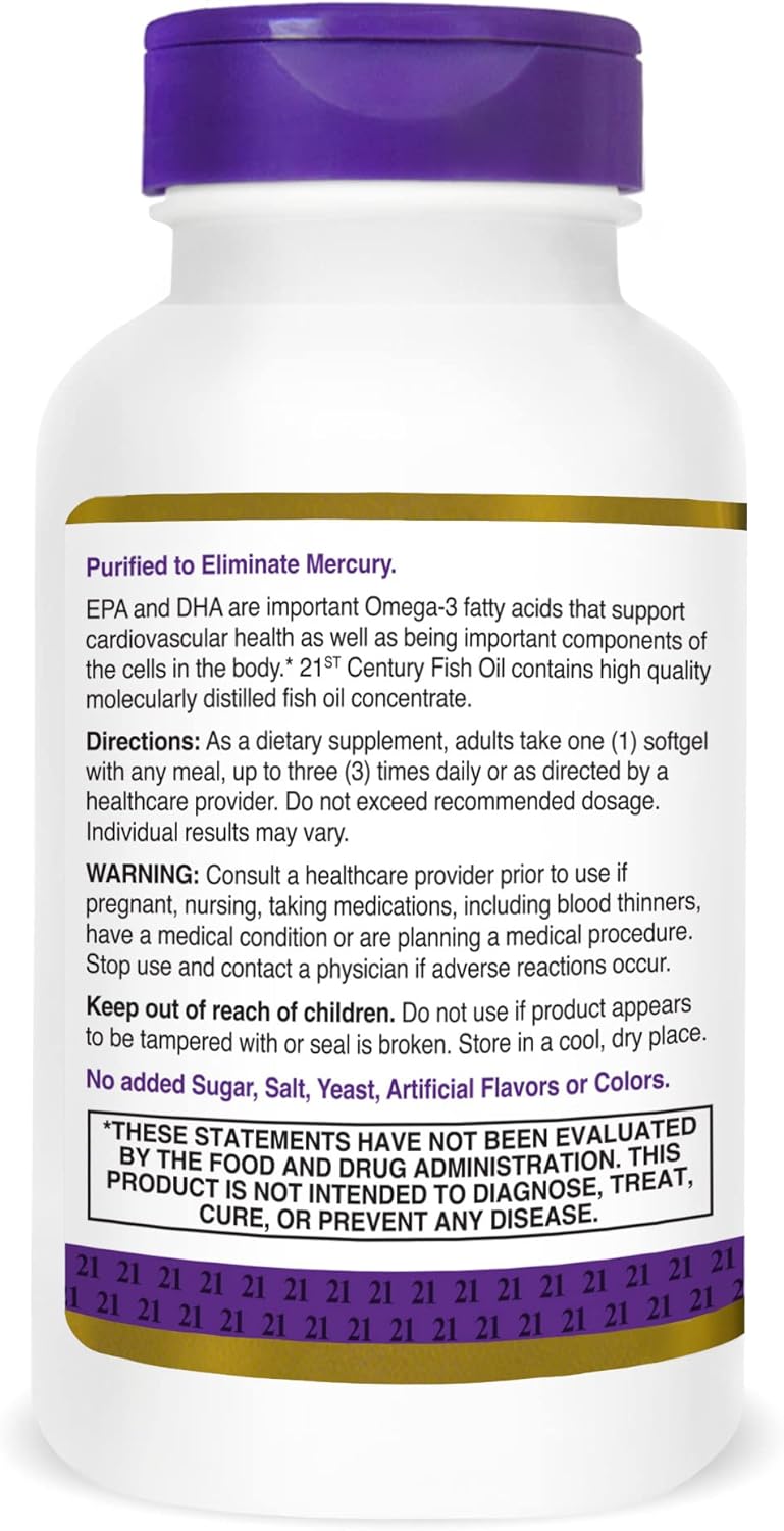 Aceite de Pescado 21st Century 1000 mg, 120 cápsulas