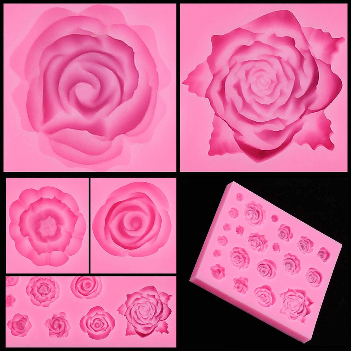 Tosnail Paquete de 3 moldes de silicona para fondant