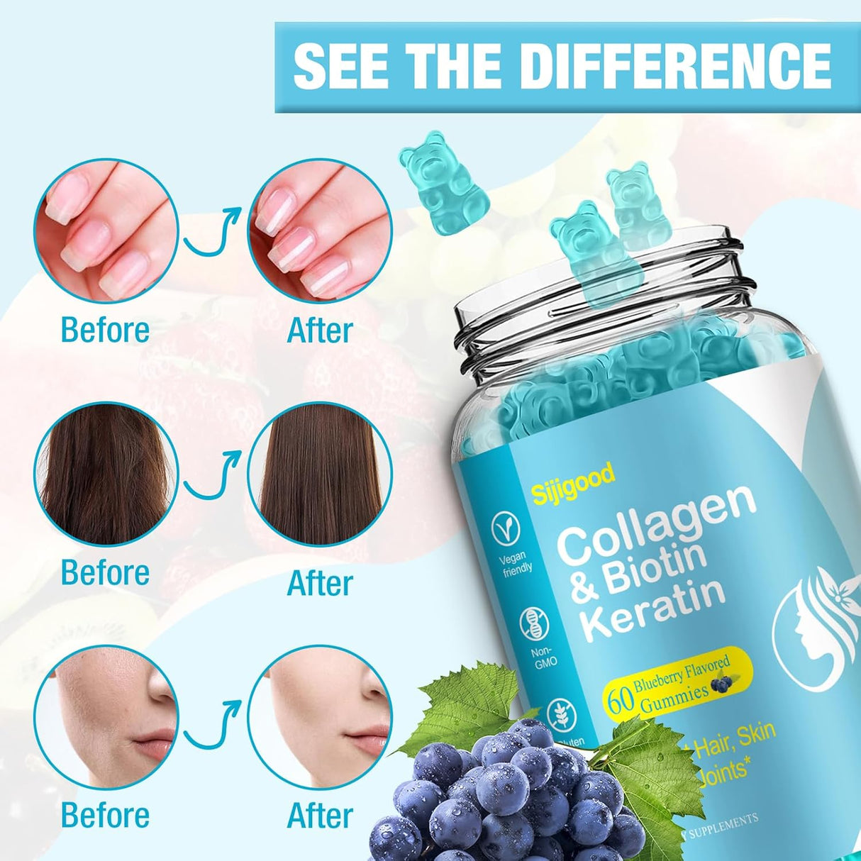 Vitamina para la piel crecimiento del cabello uñas