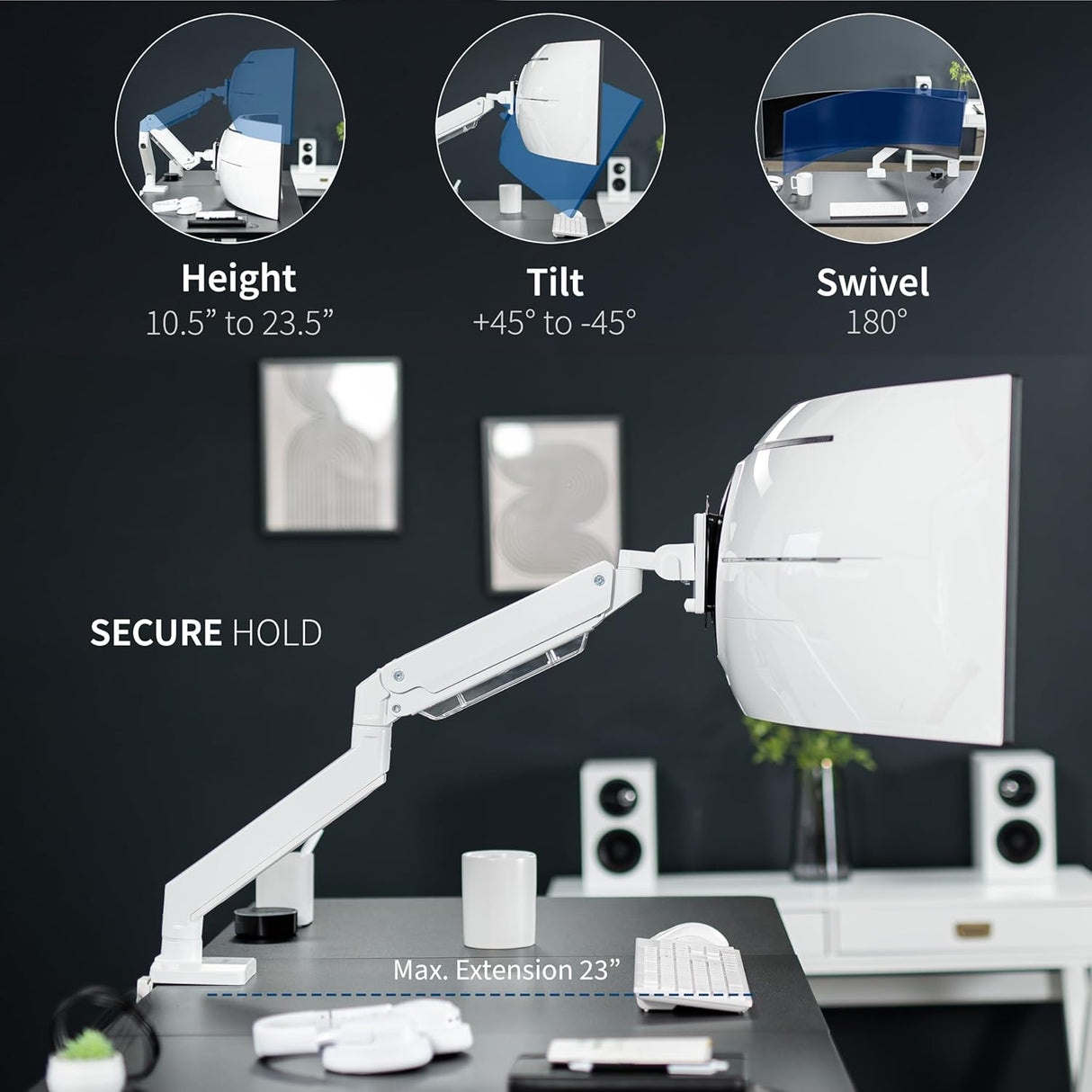 Soporte de Monitor VIVO, Brazo Ajustable para Pantallas 49 STAND-V101G1W