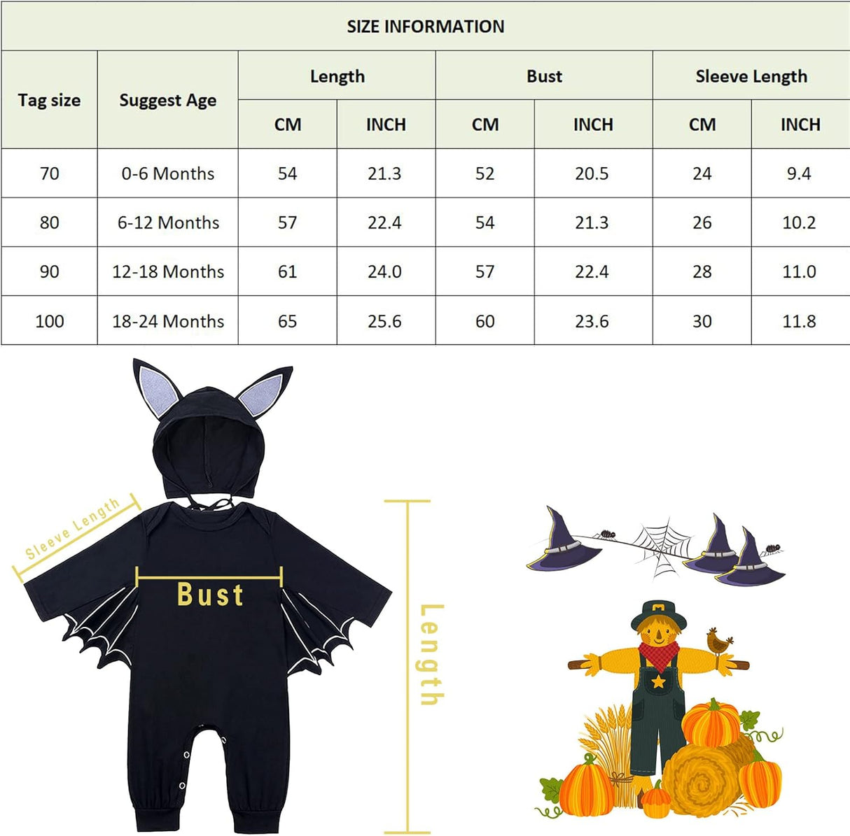 Disfraz de Murciélago AGQT para Bebé 0-24 Meses 2 Piezas