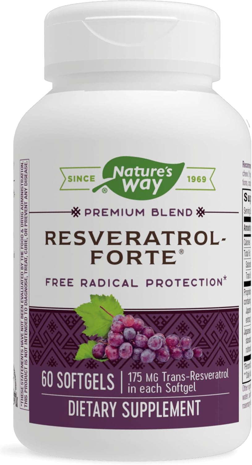 Nature's Way Resveratrol-Forte, protege de los radicales libres*, 60 cápsulas blandas