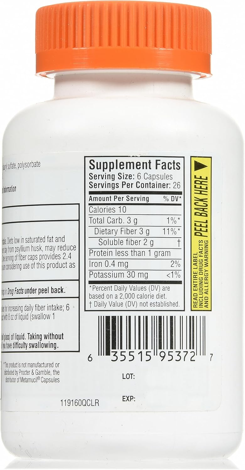 Cápsulas de Fibra Diaria Quality Choice para Regularidad, 160 Ct.