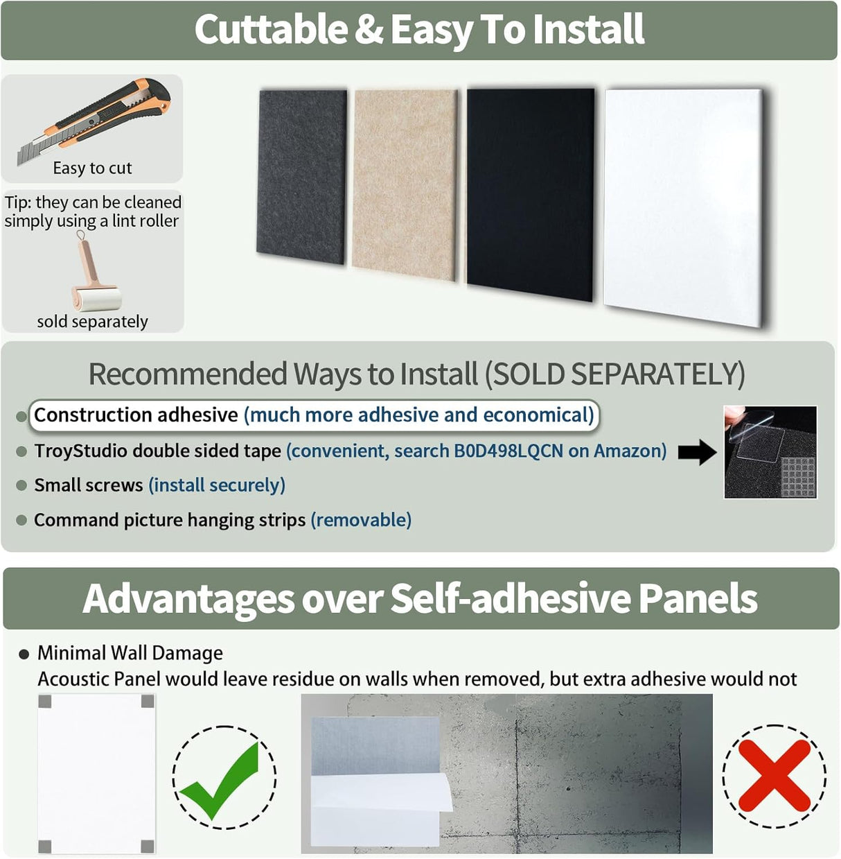 Paneles Acústicos TroyStudio, Absorbentes, 16x12, Pack de 6