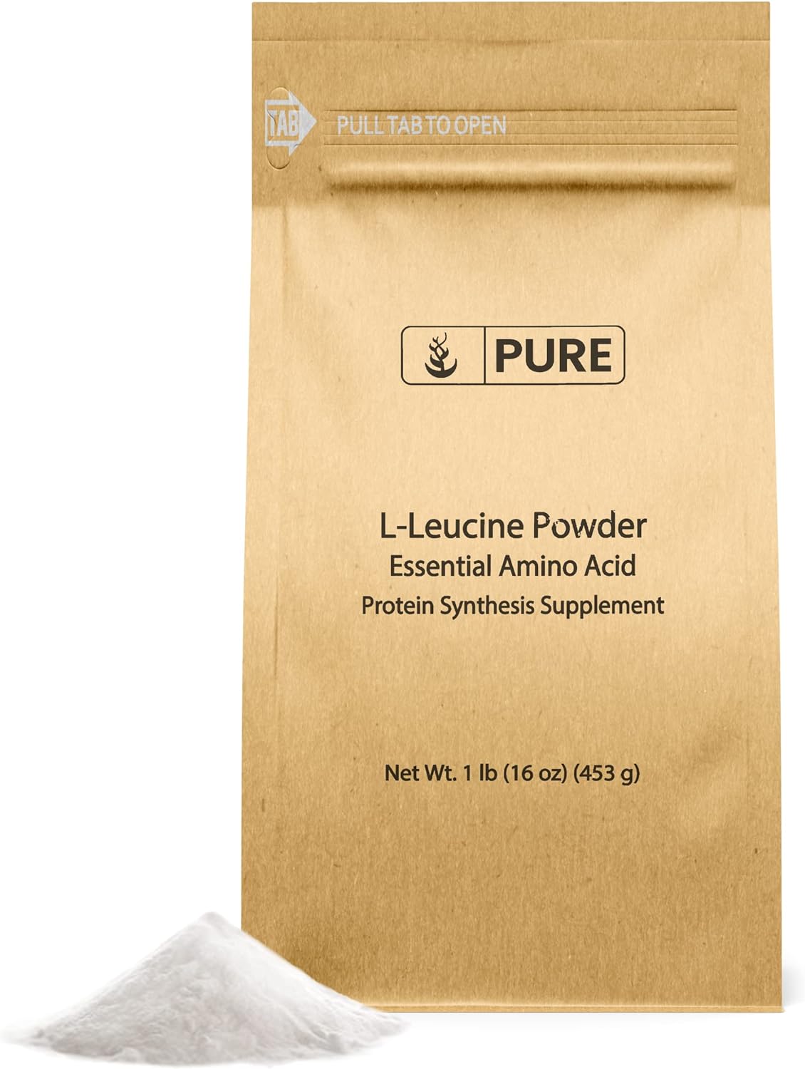 Pure Original Ingredients L-leucina (1 lb) en polvo, suplemento de aminoácidos esenciales, verificado en laboratorio
