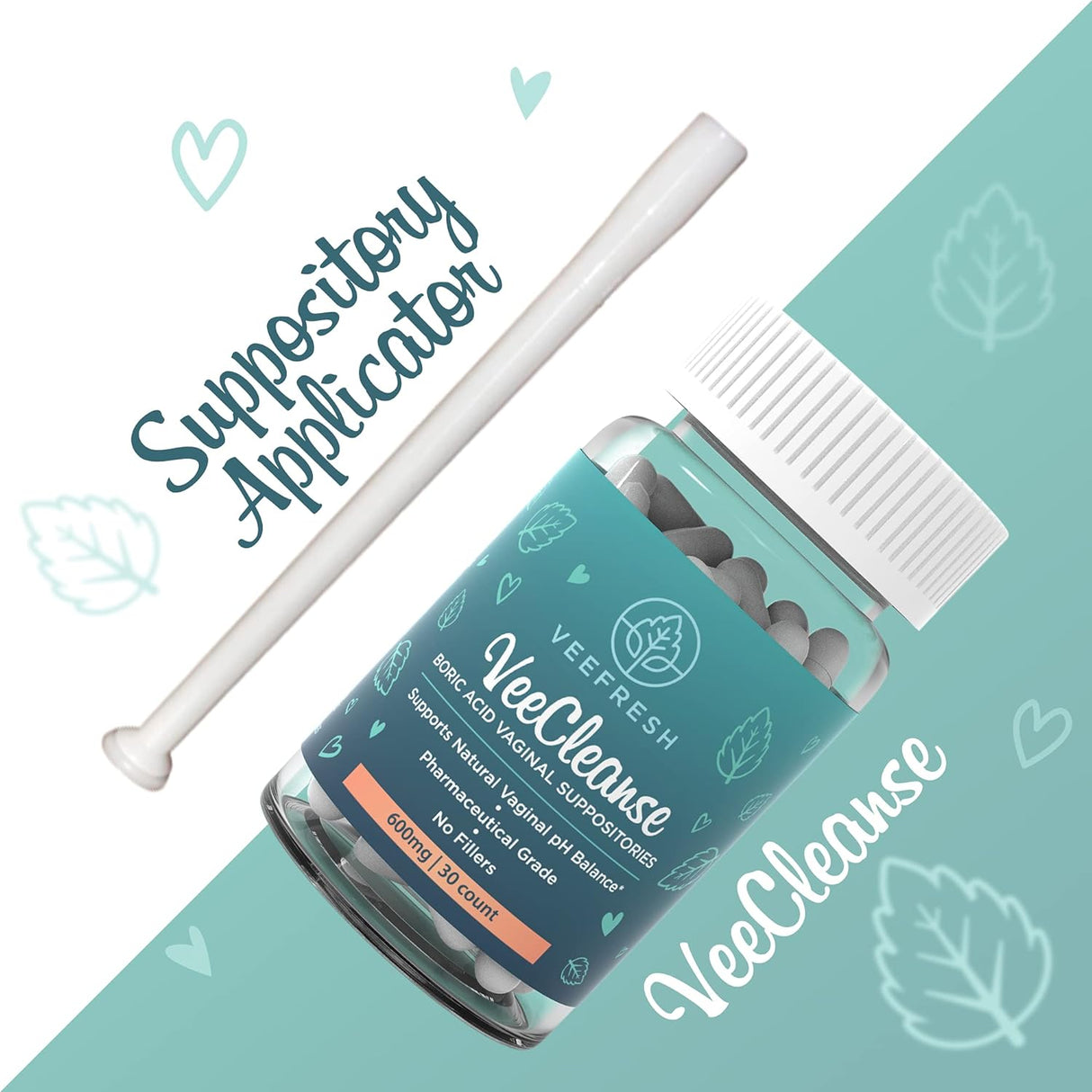 VeeFresh - Supositorios vaginales de ácido bórico VeeCleanse