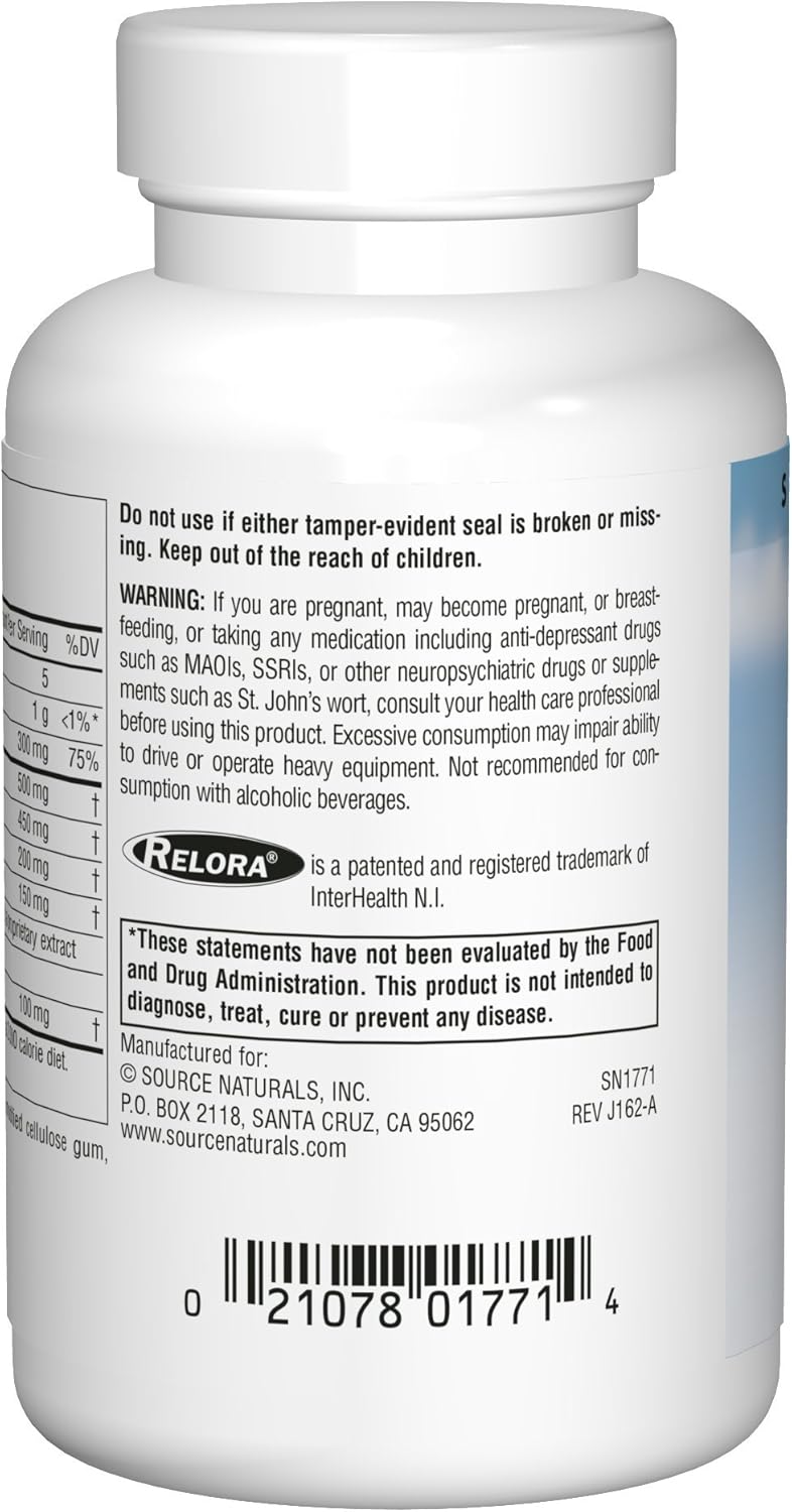 Suplemento Teanina serena con relora Source Naturals