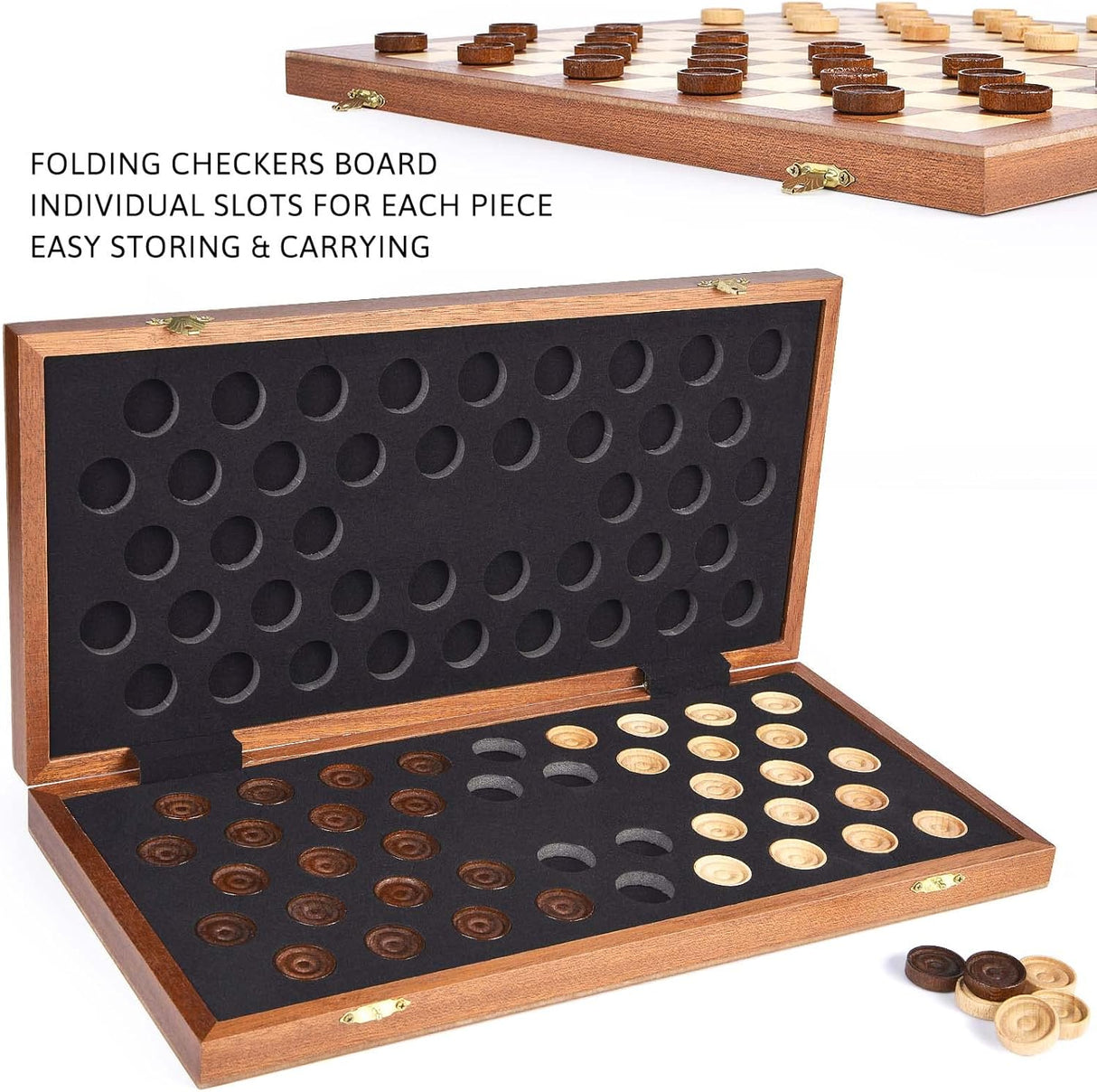 Juego de Damas VAMSLOVE 15 con Almacenamiento y Instrucciones