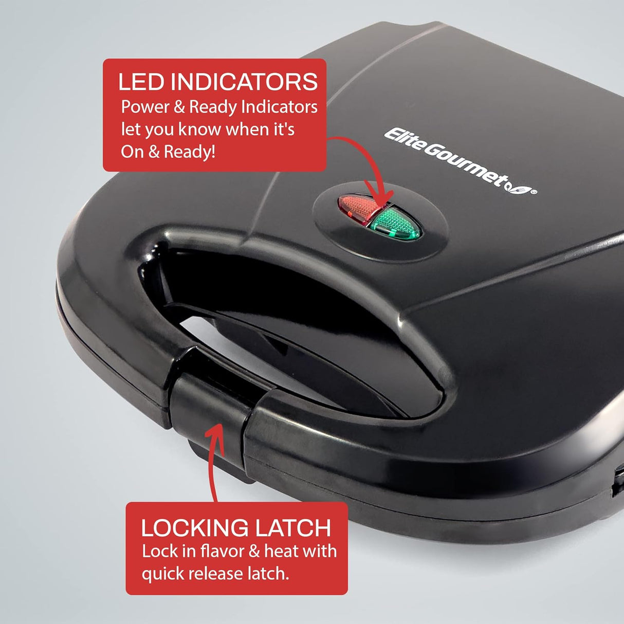 Waflera Eléctrica Elite Gourmet EWM-2207, 2 Rebanadas, Antiadherente