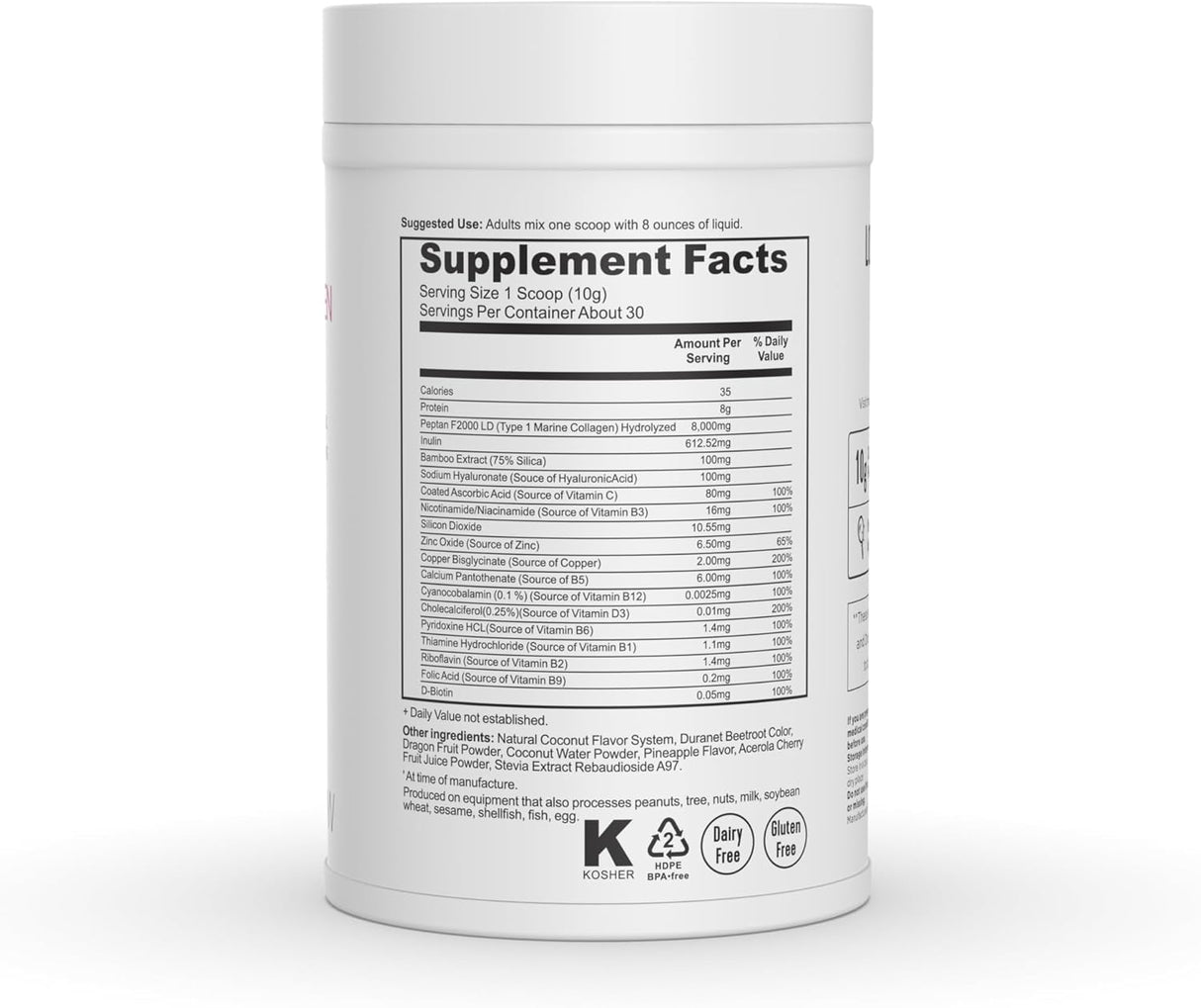 Suplemento Polvo de colágeno marino Vitamina C zinc niacina