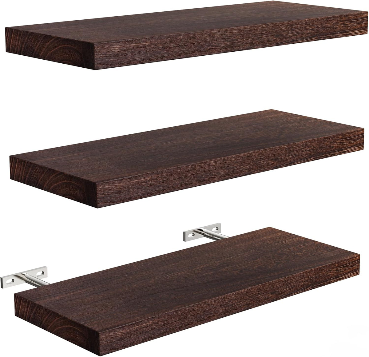 Estante Flotante Paulownia, 16in, 75lbs, Estilo Rústico