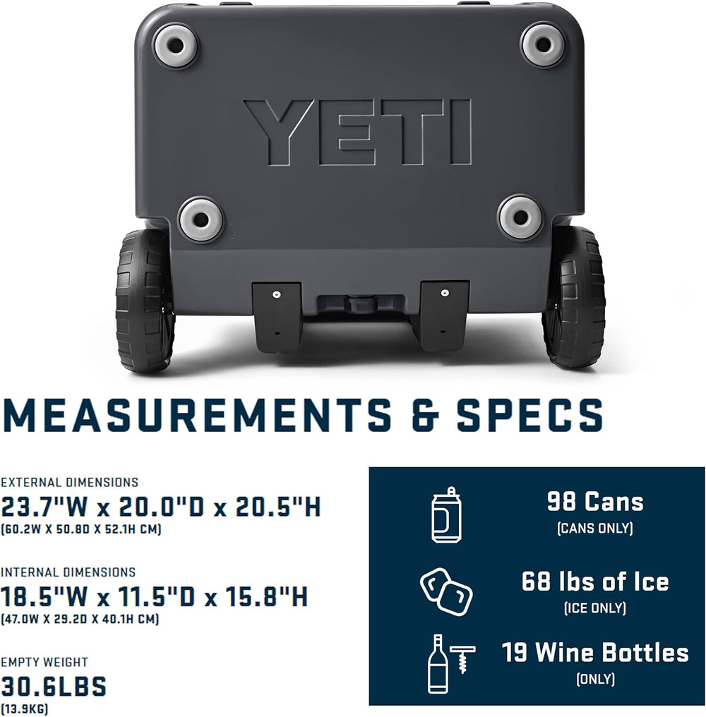 YETI Roadie 60 - Hielera con ruedas y mango retráctil de periscopio