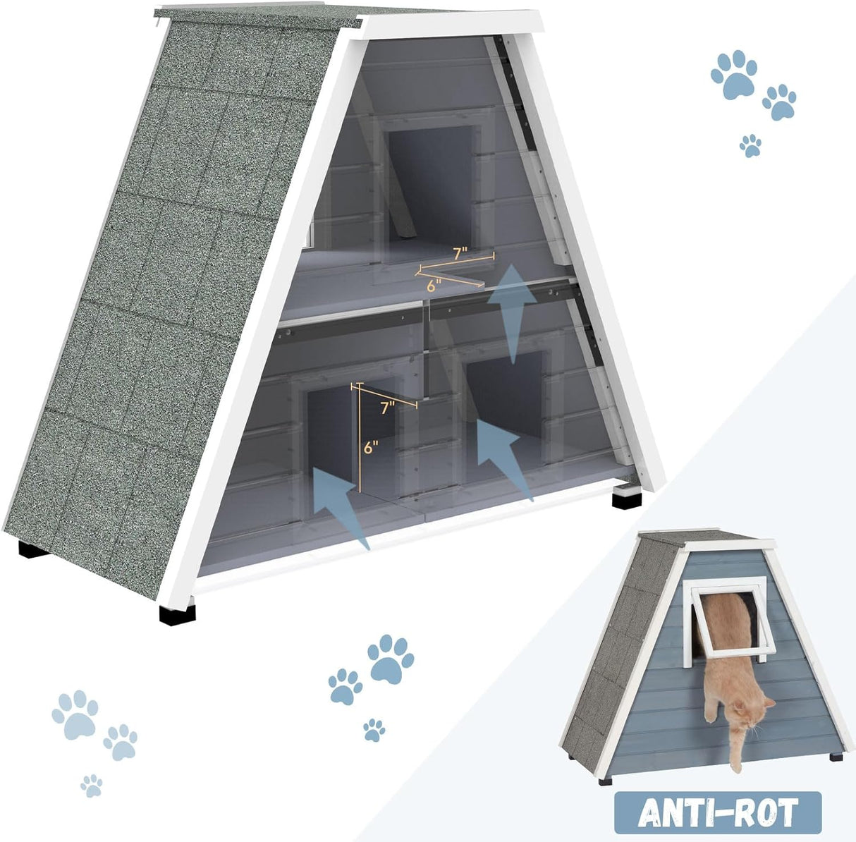 Casa para gatos al aire libre resistente color gris