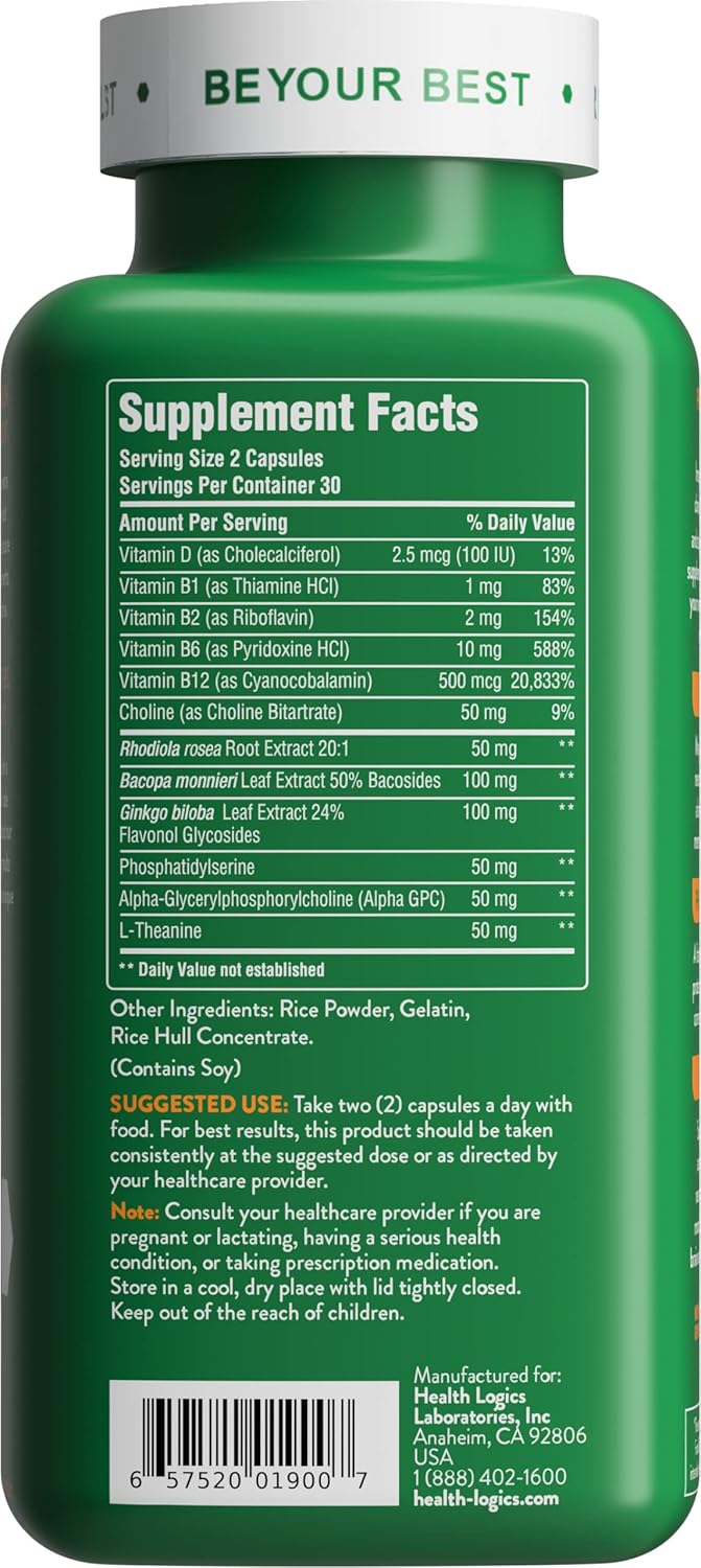 ¡Enfócate! Suplemento Cerebral con Colina y Ginkgo Biloba