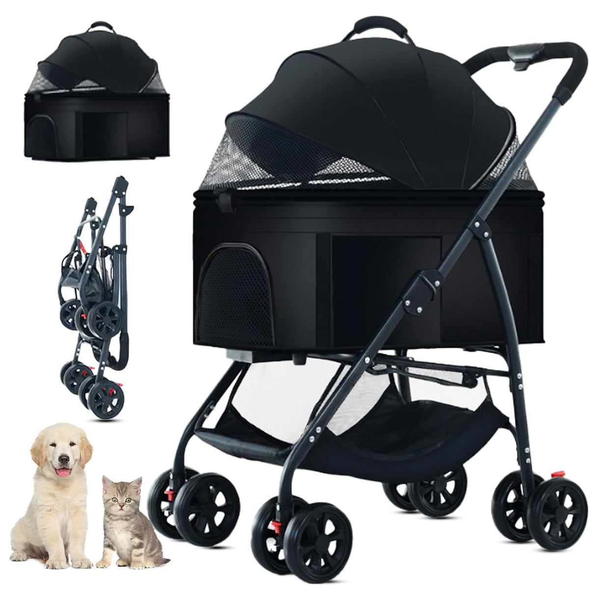 Carrito para Perros 3 en 1, Plegable, Soporta hasta 25kg